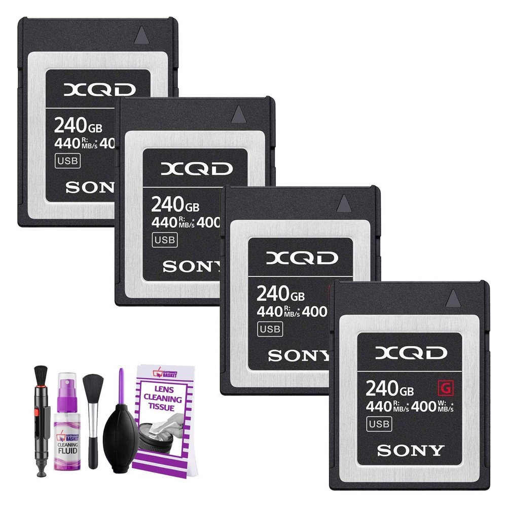 Sony Professional XQD G Series 240GB Memory Card (QD-G240F) (4-Pack) + Bonus Camera Cleaning Kit