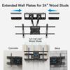 24 Inch Full Motion TV Wall Mount for Most 37 50 55 65 75-84 Inch TVs, Articulating Arms with Swivel Tilt Rotation Flat Curved, Extension to Wood Stud up to 132lbs Max VESA 600x400mm by Pipishell view 2