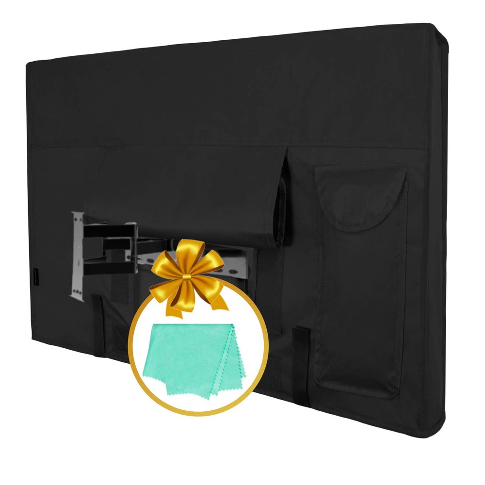 Easy-Going Outdoor TV Cover for 44 to 46 inches LCD, LED, Waterproof, Weatherproof and Dust-Proof TV Screen Protectors with Cleaning Cloth (46 inch,Black)