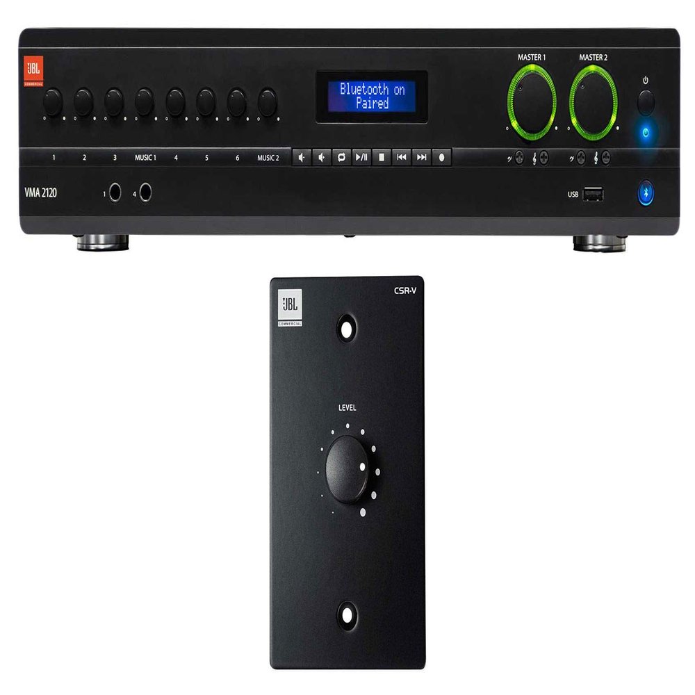 JBL VMA2120 2-Channel/Restaurant 120W Bluetooth Amplifier+Black Wall Controller