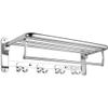 HOONEX Foldable Towel Rack for Bathroom Wall Mounted, 24 Inch Towel Shelf with Towel Hooks and Adjustable Towel Bar, 304 Stainless Towel Holder, Polished Silver view 1