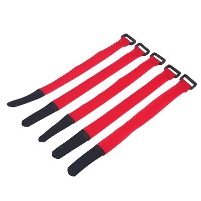 Securing Straps, 5Pcs Reusable Nylon Hook & Loop for Cycling Cord Management, Sports, Riding, and Outdoor Activities red