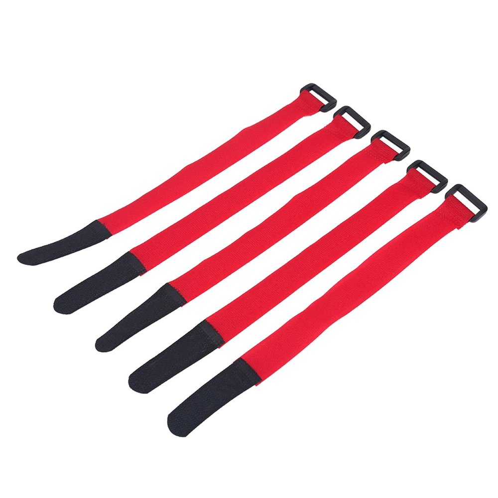Securing Straps, 5Pcs Reusable Nylon Hook & Loop for Cycling Cord Management, Sports, Riding, and Outdoor Activities red