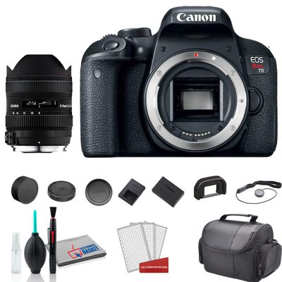 Sigma 8-16mm f/4.5-5.6 DC HSM Lens for Canon Bundle with Canon EOS Rebel T7i DSLR Camera (Body Only) - International Versions