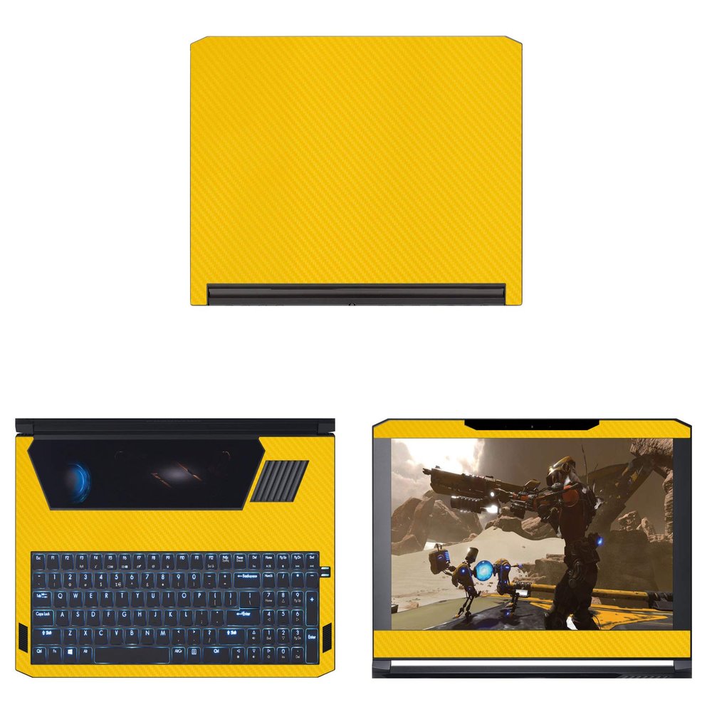 Decalrus - Protective Decal for Acer Predator Triton 700 PT715-51 (17.3" Screen) Laptop Yellow Carbon Fiber Skin case Cover wrap CFacerPredator700_PT715Yellow