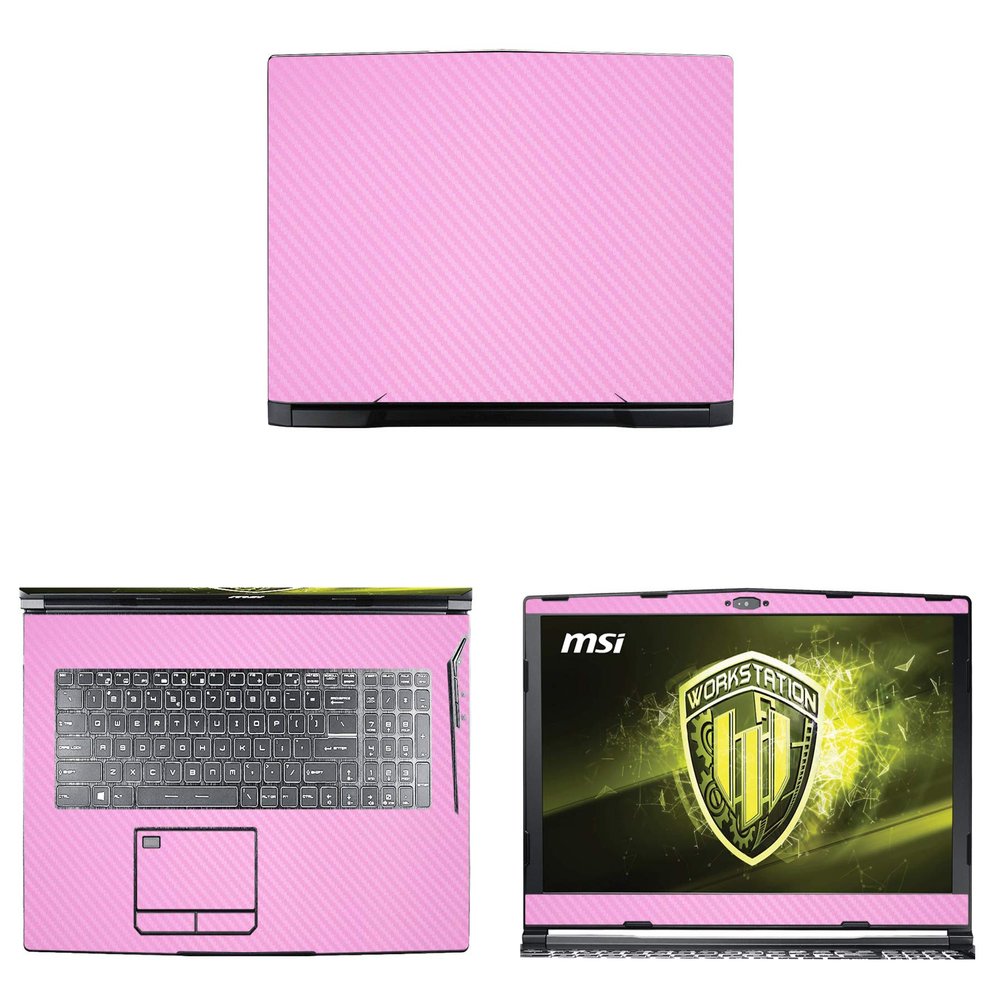 Decalrus - Protective Decal for MSI WE73 (17.3" Screen) Laptop Pink Carbon Fiber Skin case Cover wrap CFmsiWE73_17Pink
