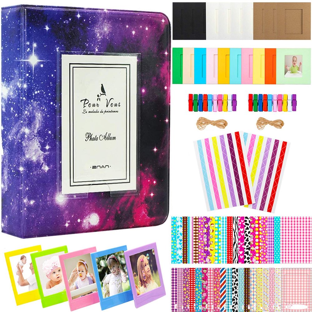 BigTrend 2x3 Inch Photo Paper Film Album Set for Fujifilm Instax Mini Camera, Polaroid Snap, Z2300, SocialMatic Instant Cameras & Zip Instant Printer (Starry sky-4, 64 Pockets)