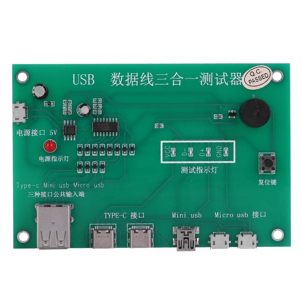Charging Test Card, 3-in-1 Data Wire Test Fixture Precise Charging Test Card Type-C/Mini Cable Test Card USB/Micro-USB USB Cable Triad Tester
