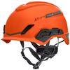 MSA 10194789 H1 V-Gard Helmet With Fas-Trac III Ratchet Suspension | Polyethylene Shell, Superior Impact Protection, Self Adjusting Crown Straps - Standard Size in Orange view 1