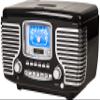 Crosley CR612B-BK Corsair Retro AM/FM Alarm Clock Radio and CD Player with Stereo Bluetooth Speakers, Black view 2