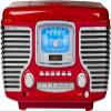 Crosley CR612B-RE Corsair Retro AM/FM Alarm Clock Radio and CD Player with Stereo Bluetooth Speakers, Red view 1