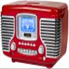 Crosley CR612B-RE Corsair Retro AM/FM Alarm Clock Radio and CD Player with Stereo Bluetooth Speakers, Red view 2