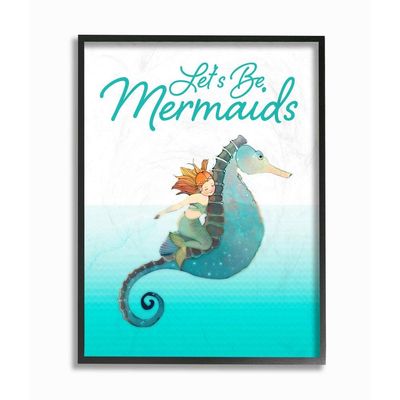 'Lets Be Mermaids Ocean Sea Animal Kids'| Framed Giclee Art