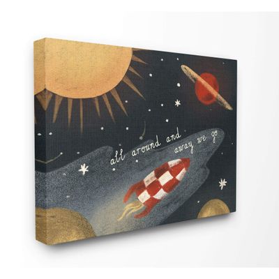 The Kids Room by Stupell Away We Go Space Adventure Kids Nursery Textured Drawing Design Canvas Wall Art, 16 x 20, Multi-Color