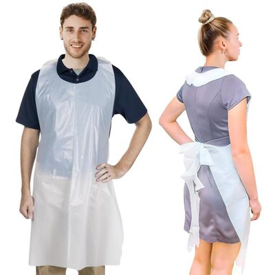 APQ Supply Pack of 1000 White Poly Disposable Aprons 28 x 46. Thickness 1 Mil. Low Density Polyethylene 28x46. Safety Aprons for Food Handling, Food Service, Cleaning, Maintenance. Wholesale price