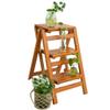 XWZJY High Pedal Stool 3 Steps Wood Ladder Lightweight Storage Shelf Attic Kitchen Office Stair Chair Home Garden Tool,Load Bearing 100kg (Color : Walnut Color) view 1