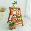 XWZJY High Pedal Stool 3 Steps Wood Ladder Lightweight Storage Shelf Attic Kitchen Office Stair Chair Home Garden Tool,Load Bearing 100kg (Color : Walnut Color) view 3