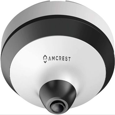 Amcrest Fisheye IP POE Camera, 360 Panoramic 5-Megapixel POE IP Camera, Fish Eye Security Indoor Camera, IVS Features and People Counting, MicroSD Recording, IP5M-F1180EW-V2 (White)