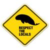 Respect The Locals Manatee - 3" Vinyl Sticker - for Car Laptop I-Pad Phone Helmet Hard Hat - Waterproof Decal view 1