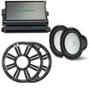 KICKER - Two 10 Inch LED Marine Subwoofers in Charcoal, 1 Pair with 600 Watt Amplifier Bundle view 1