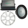 Kicker 12 Inch LED Marine Subwoofer in White with 600 Watt Amplifier Bundle view 1