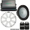 Kicker 12 Inch LED Marine Subwoofer in White with 600 Watt Amplifier Bundle view 2