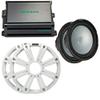 KICKER Dual 12" LED Marine Subwoofer System White (Pair) with 600W Amplifier Boat Audio Bass Upgrade view 1