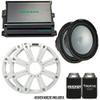 KICKER Dual 12" LED Marine Subwoofer System White (Pair) with 600W Amplifier Boat Audio Bass Upgrade view 2
