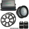 KICKER - Two 12 Inch LED Marine Subwoofers in Charcoal, 1 Pair with 600 Watt Amplifier Bundle view 2
