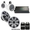 KICKER 8" WhiteSilver Wake Tower LED Marine Speakers 1-Pair with 300 Watt Marine Amplifier view 2