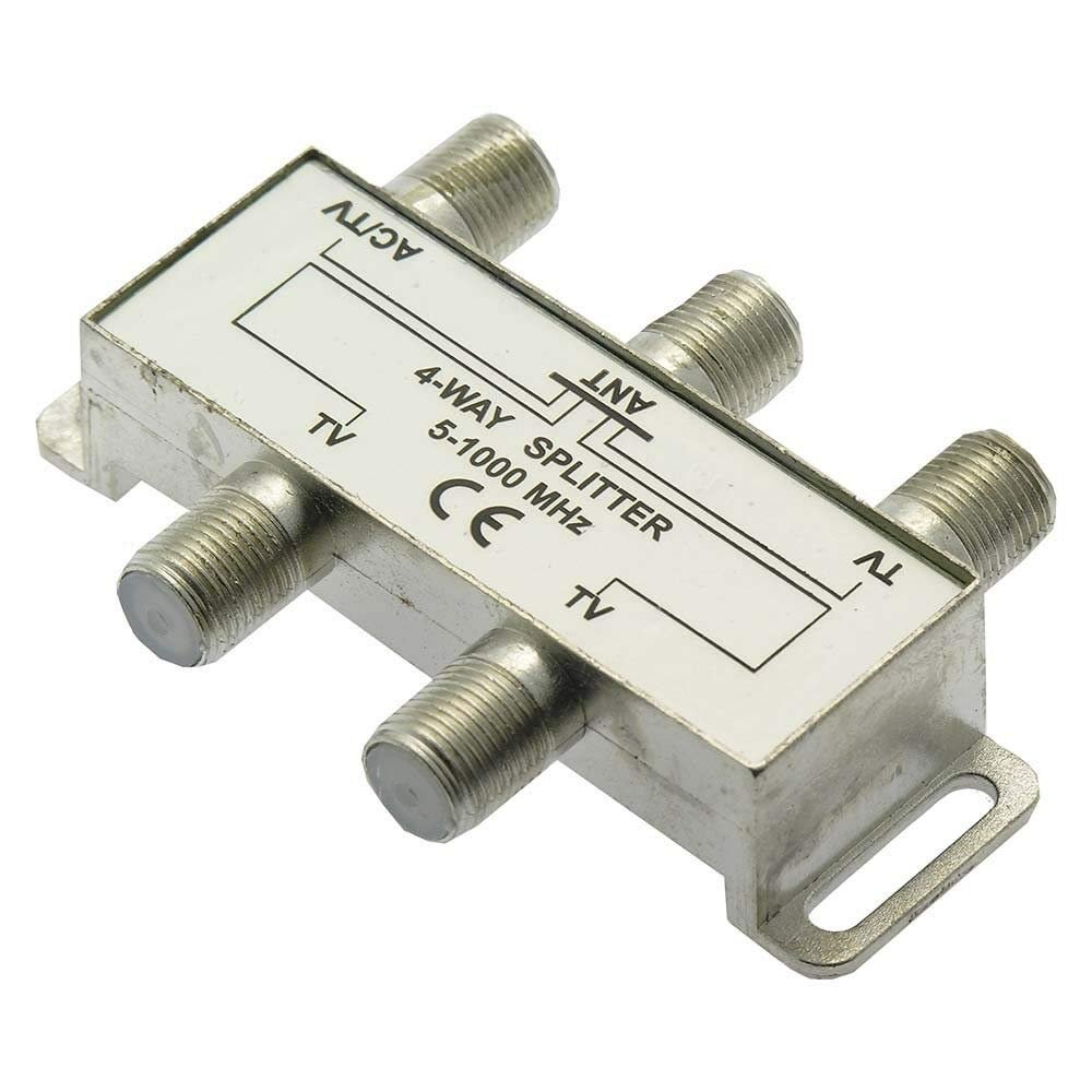 yan 4 Way AC Power Pass Signal Splitter Coax Cable TV Antenna Satellite 1GHz