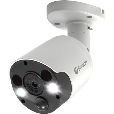 Swann Add-On DVR Bullet Security Camera with Sensor Spotlight, 4K Ultra HD Video, Indoor or Outdoor Design, Dusk to Dawn Color Night Vision Plus True Detect Heat and Motion Detection