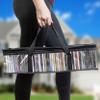 Besti CD Storage Bags - 2-Pack Clear Plastic Holder Case for Music Disc - Sturdy Stitched, Strong Handle, Fits 96 Albums & Movies - Portable Carrying Organizer for Travel, Underbed, Or Cabinet (Black) view 4