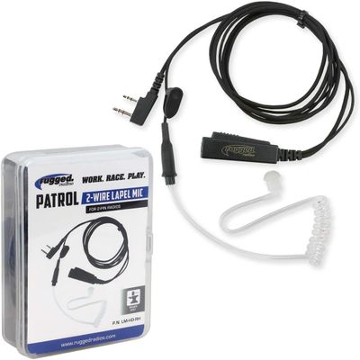 2-Wire Lapel Mic with Acoustic Ear Tube for Rugged Handheld Radios