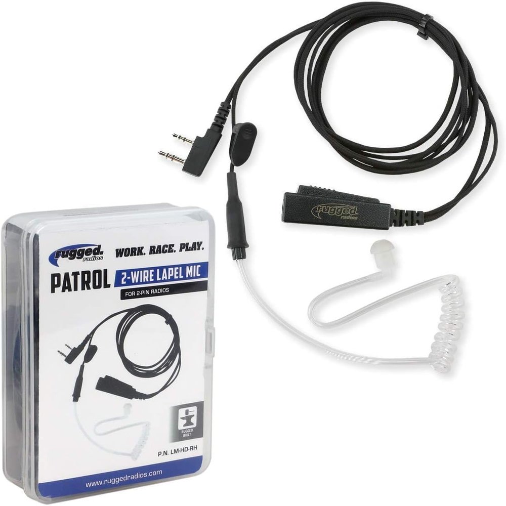 2-Wire Lapel Mic with Acoustic Ear Tube for Rugged Handheld Radios