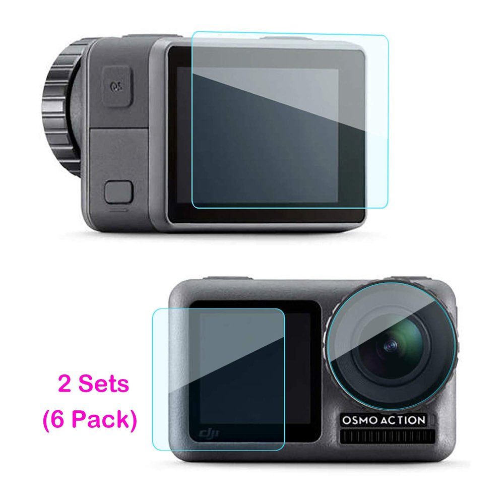 3-9 Pack Magik Tempered Glass Screen Protector Film Set for DJI Osmo Action Camera Anti-Scratch Bubble Free Accesorries Bundle (6 Pack)