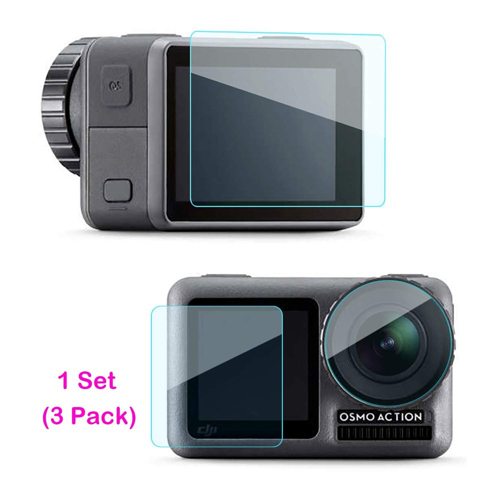 3-9 Pack Magik Tempered Glass Screen Protector Film Set for DJI Osmo Action Camera Anti-Scratch Bubble Free Accesorries Bundle (3 Pack)
