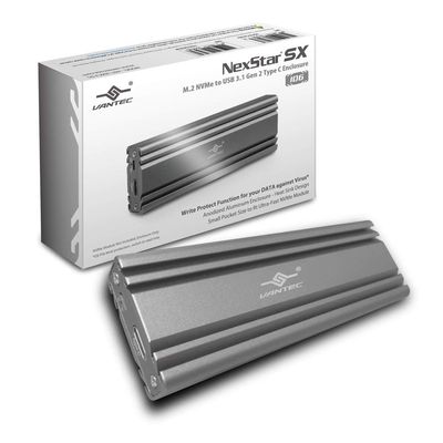 Vantec M.2 Nvme SSD to USB 3.1 Gen 2 Type C Enclosure with C to C Cable, Space Gray Color, ID6 (NST-206C3-SG)
