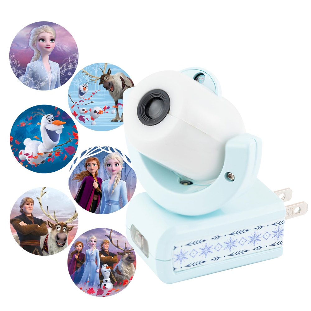 Projectables Disney Frozen 2 LED Projector Night Light, Plug-In, Dusk-to-Dawn, Elsa, Anna, and Olaf, Ideal for Hallway, Bedroom, Nursery, or Playroom  45028