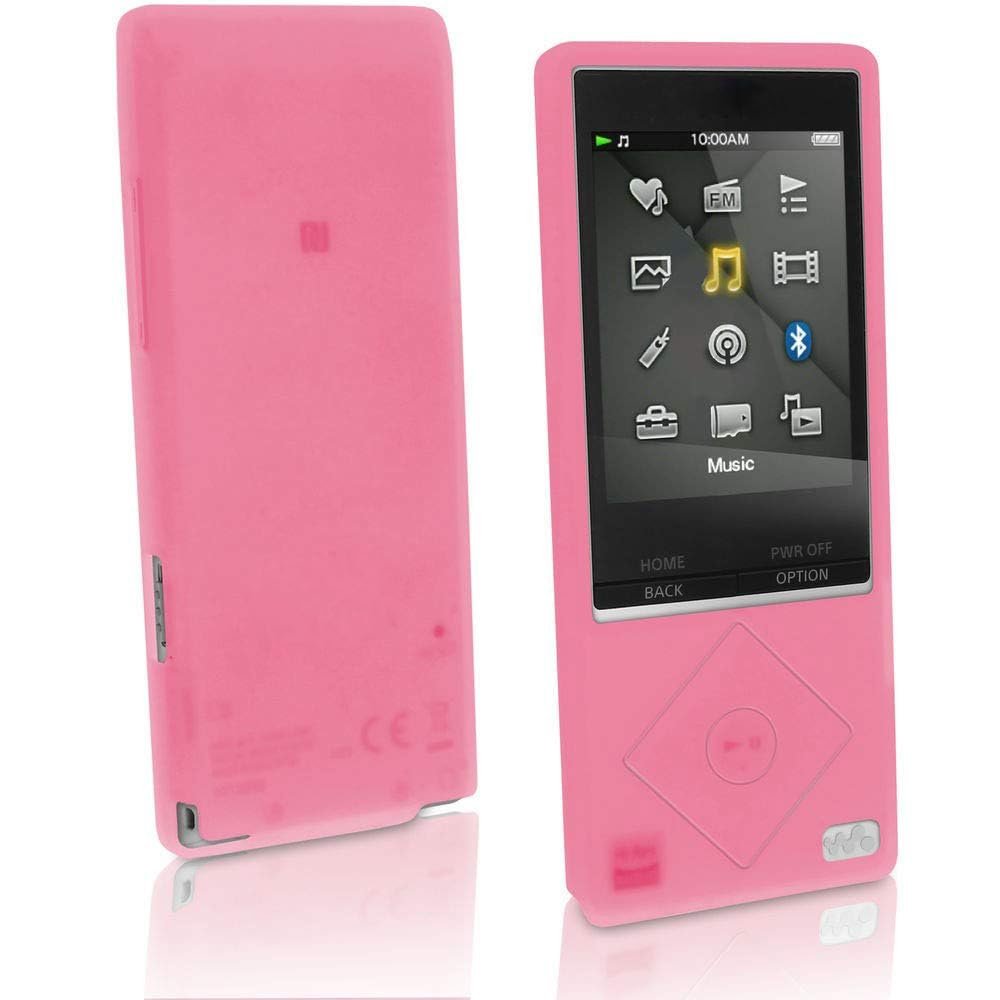 for Sony A15 Case,Silicone Skin Case Cover for Sony Walkman NWZ-A15 NWZ-A17 NW-A25 NW-A27 8GB 16GB 32GB & 64GB + Screen Protector (Pink)