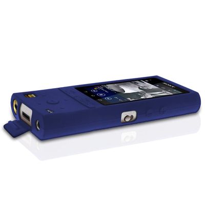 for Sony ZX100 Case, Silicone Gel Skin Case for Sony Walkman NWZ ZX100 NW-ZX100 Rubber Cover Screen Protector Hand Strap (Blue)