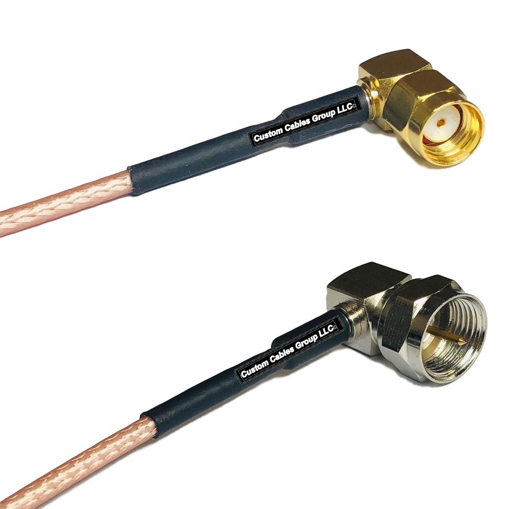 0.5 feet RG316 RP-SMA Male Angle to F Male Angle RF Pigtail Coaxial Cable