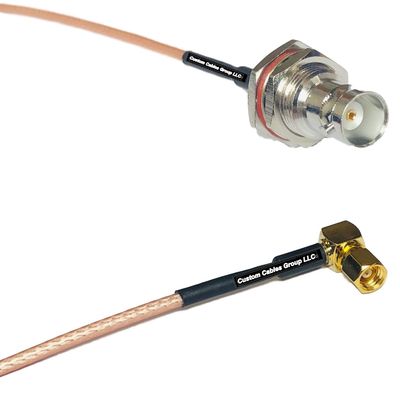 6 feet RG316 BNC Female Big Bulkhead to SMC Female Angle RF Pigtail Coaxial Cable