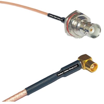 0.5 feet RG316 BNC Female Big Bulkhead to MCX Female Angle RF Pigtail Coaxial Cable