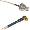 0.5 feet RG316 BNC Female Big Bulkhead to MCX Female Angle RF Pigtail Coaxial Cable view 1