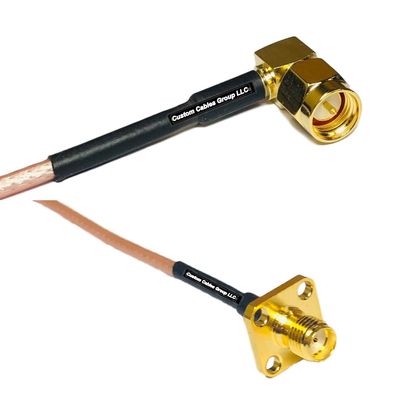 0.5 feet RG316 SMA Male Angle to SMA Female Flange RF Pigtail Coaxial Cable