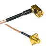 0.5 feet RG316 SMA Male Angle to SMA Female Flange RF Pigtail Coaxial Cable view 1