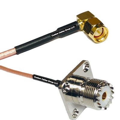 1 feet RG316 SMA Male Angle to UHF Female Flange RF Pigtail Coaxial Cable