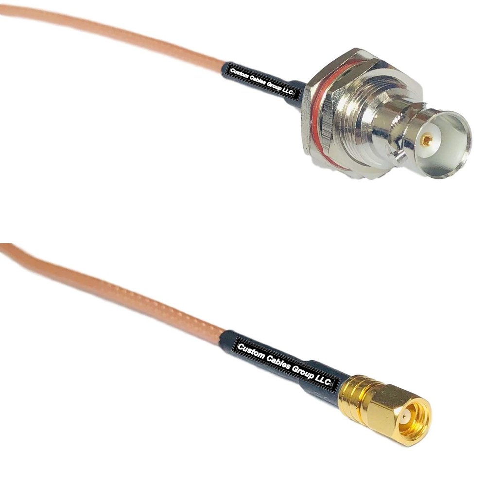 0.5 feet RG316 BNC Female Big Bulkhead to SMC Female RF Pigtail Coaxial Cable