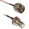 0.5 feet RG316 N Male to RP-TNC Female Bulkhead RF Pigtail Coaxial Cable view 1